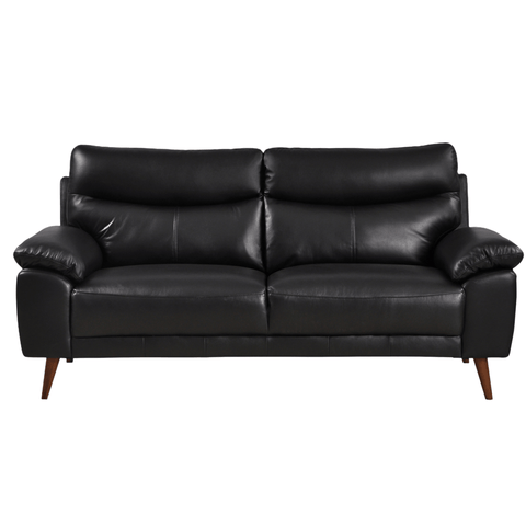 Vantage Genuine Leather Black 3 Seater Sofa