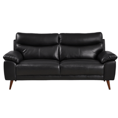 Vantage Genuine Leather Black 3 Seater Sofa