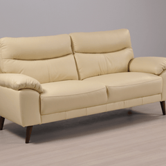Vantage Genuine Leather Cream 3 Seater Sofa