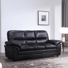 Verona Black Leather 3 Seater Sofa