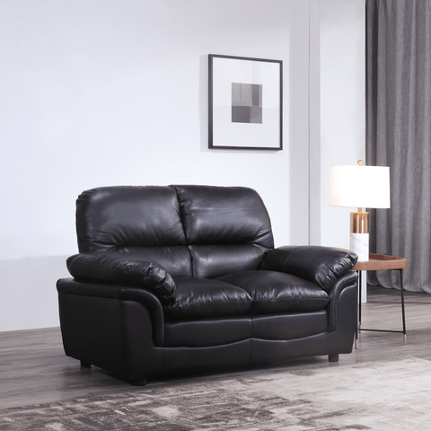 Verona Black Leather 2 Seater Sofa