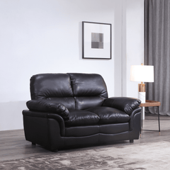 Verona Black Leather 2 Seater Sofa