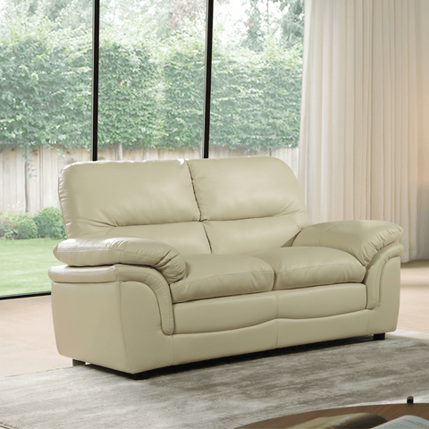 Verona Cream Leather 2 Seater Sofa
