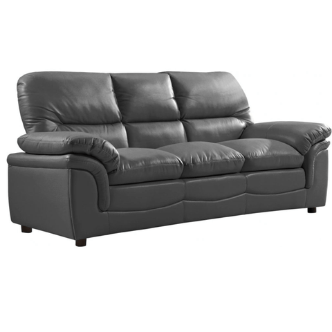 Verona Grey Leather 3 Seater Sofa
