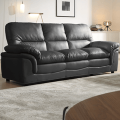 Verona Grey Leather 3 Seater Sofa