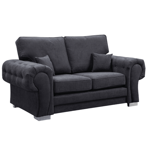 Verona High Back Black Fabric 2 Seater Sofa