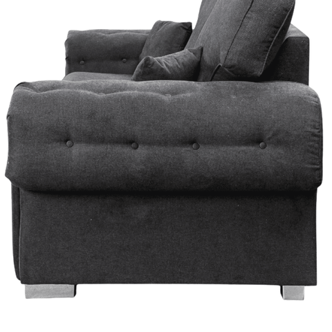 Verona High Back Black Fabric 3 Seater Sofa