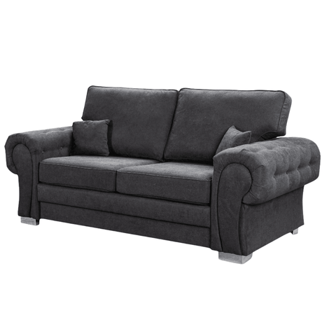 Verona High Back Black Fabric 3 Seater Sofa