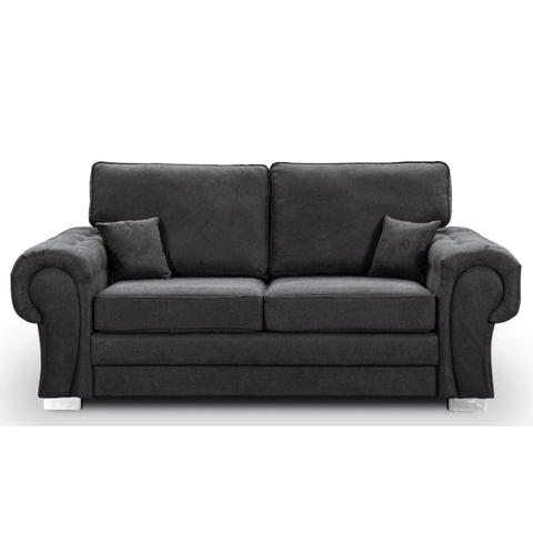 Verona High Back Black Fabric 3 Seater Sofa Bed