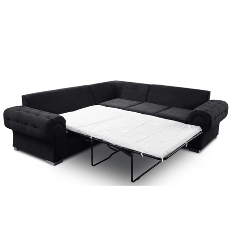 Verona High Back Black Fabric Corner Sofa Bed
