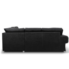 Verona High Back Black Fabric Corner Sofa Bed