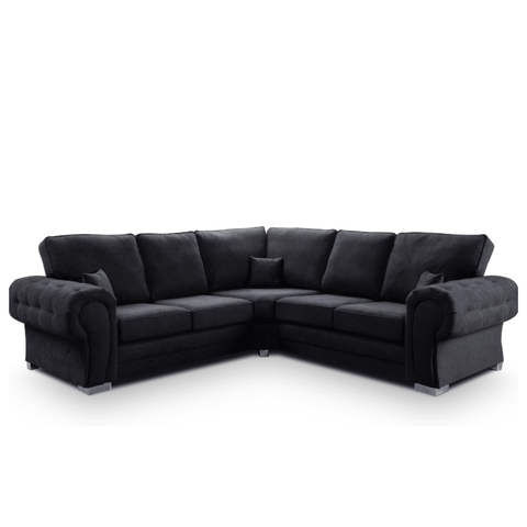 Verona High Back Black Fabric Corner Sofa Bed