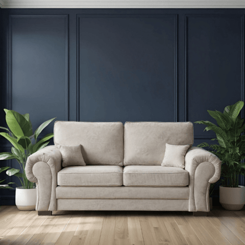 Verona High Back Cream Fabric 2 Seater Sofa