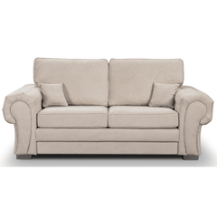 Verona High Back Cream Fabric 3 Seater Sofa Bed