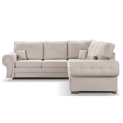 Verona High Back Cream Fabric Corner Sofa Bed