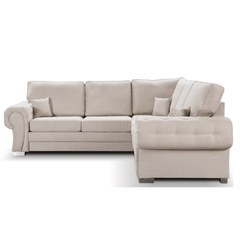 Verona High Back Cream Fabric Corner Sofa Bed
