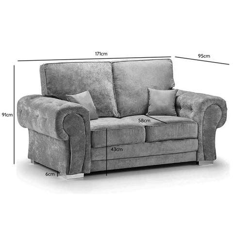 Verona High Back Grey Fabric 2 Seater Sofa