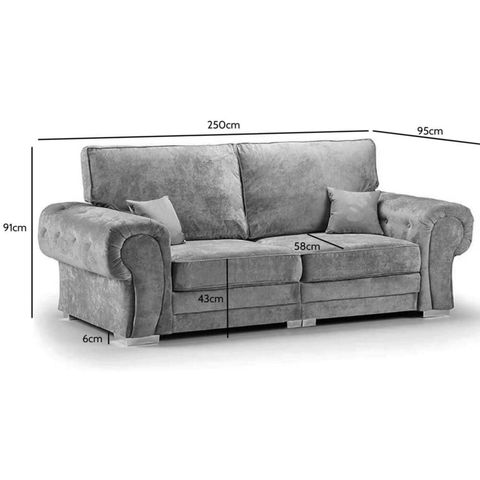 Verona High Back Grey Fabric 4 Seater Sofa