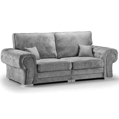 Verona High Back Grey Fabric 4 Seater Sofa