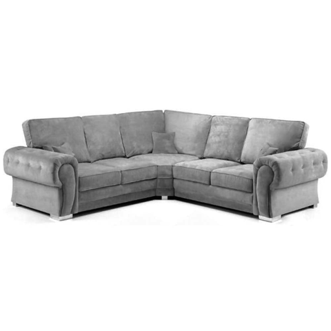 Verona High Back Grey Fabric Corner Sofa Bed