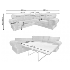 Verona High Back Grey Fabric Corner Sofa Bed