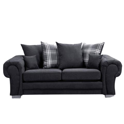 Verona Scatter Black Fabric 3 Seater Sofa