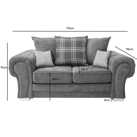 Verona Scatter Grey Fabric 2 Seater Sofa