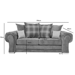 Verona Scatter Grey Fabric 3 Seater Sofa
